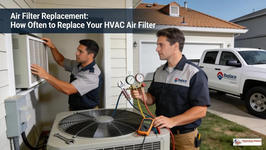 Air Filter Replacement: How Often to Replace Your HVAC Air Filter 1 Patriot Home Solutions is located in Corsicana, TX, and serves homeowners in the area